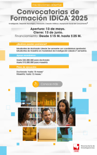 Ya est&aacute;n abiertas nuestras Convocatorias Formaci&oacute;n IDiCA para Posgrados